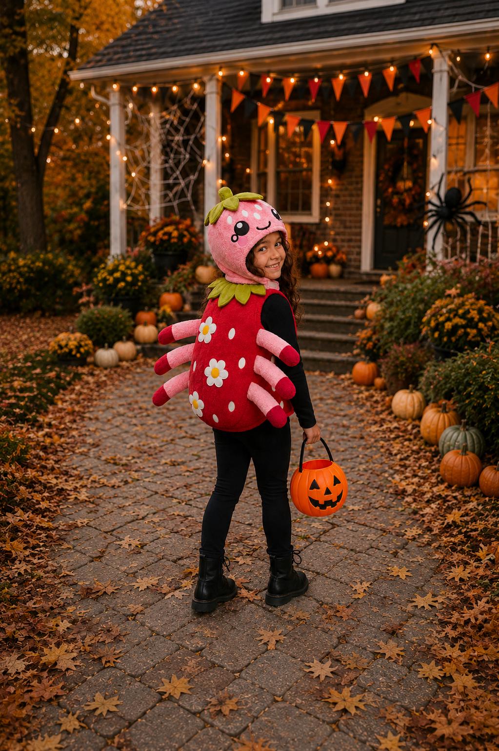 Strawberry Spider Costume for Kids, Cute Strawberry Halloween Costume, Plush Spider Outfit