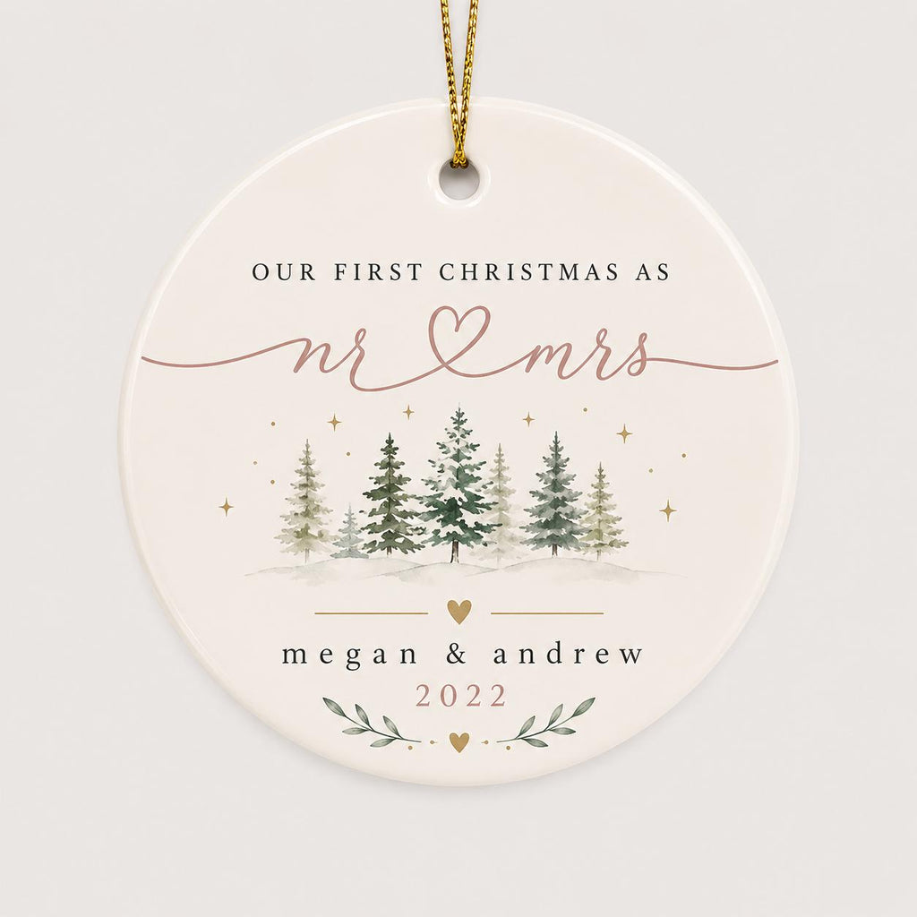 Our First Christmas Married Ornament, Mr and Mrs Ornament, Housewarming Couple Ornament, Newlywed Christmas Gift, Wedding Keepsake Ornament