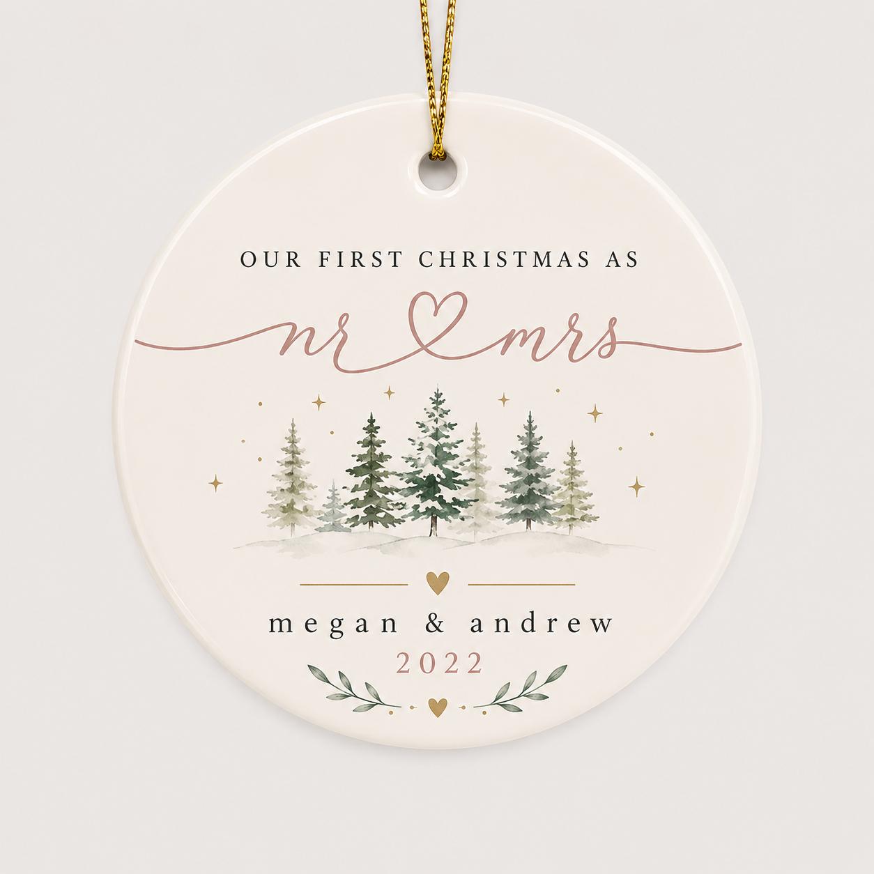 Our First Christmas Married Ornament, Mr and Mrs Ornament, Housewarming Couple Ornament, Newlywed Christmas Gift, Wedding Keepsake Ornament