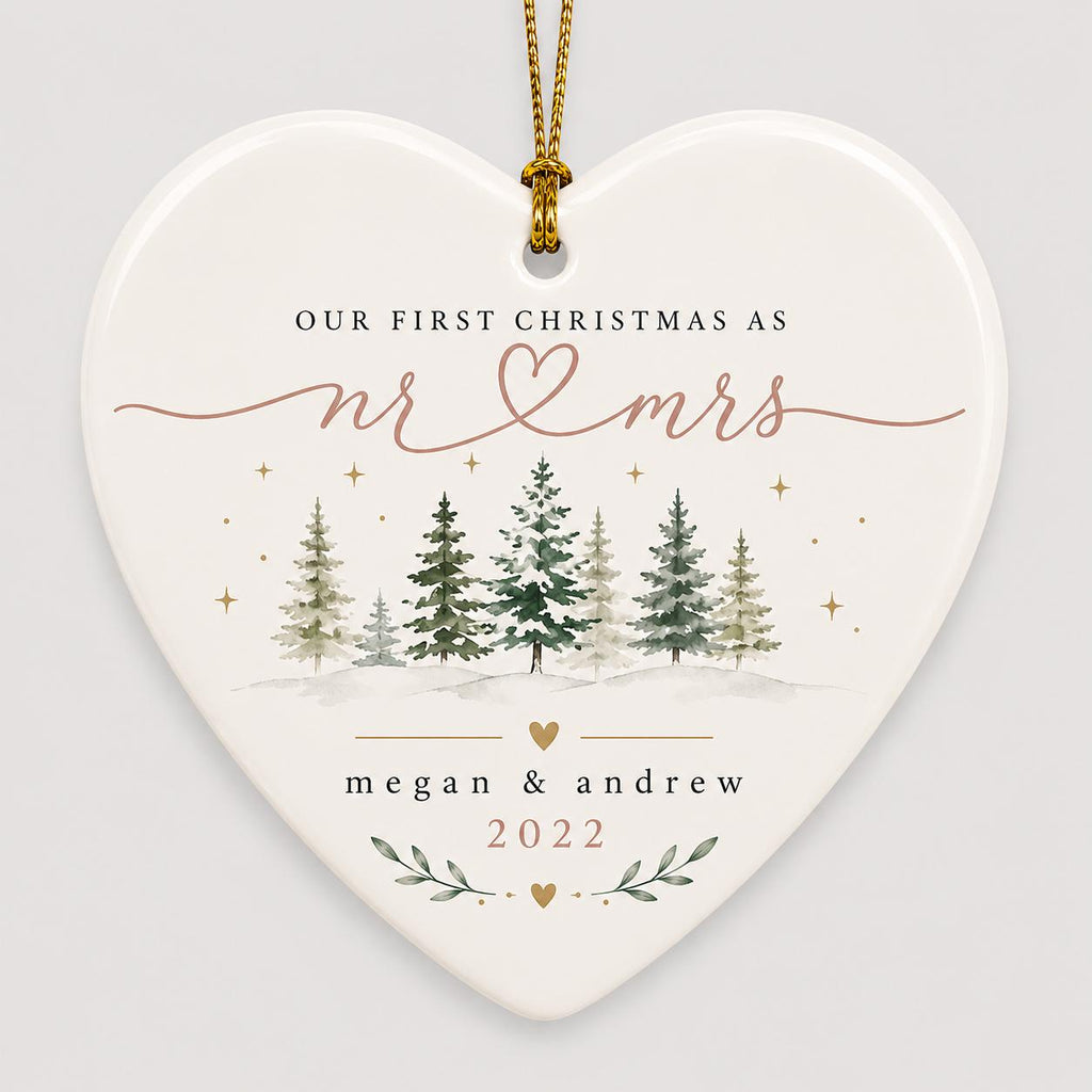 Our First Christmas Married Ornament, Mr and Mrs Ornament, Housewarming Couple Ornament, Newlywed Christmas Gift, Wedding Keepsake Ornament