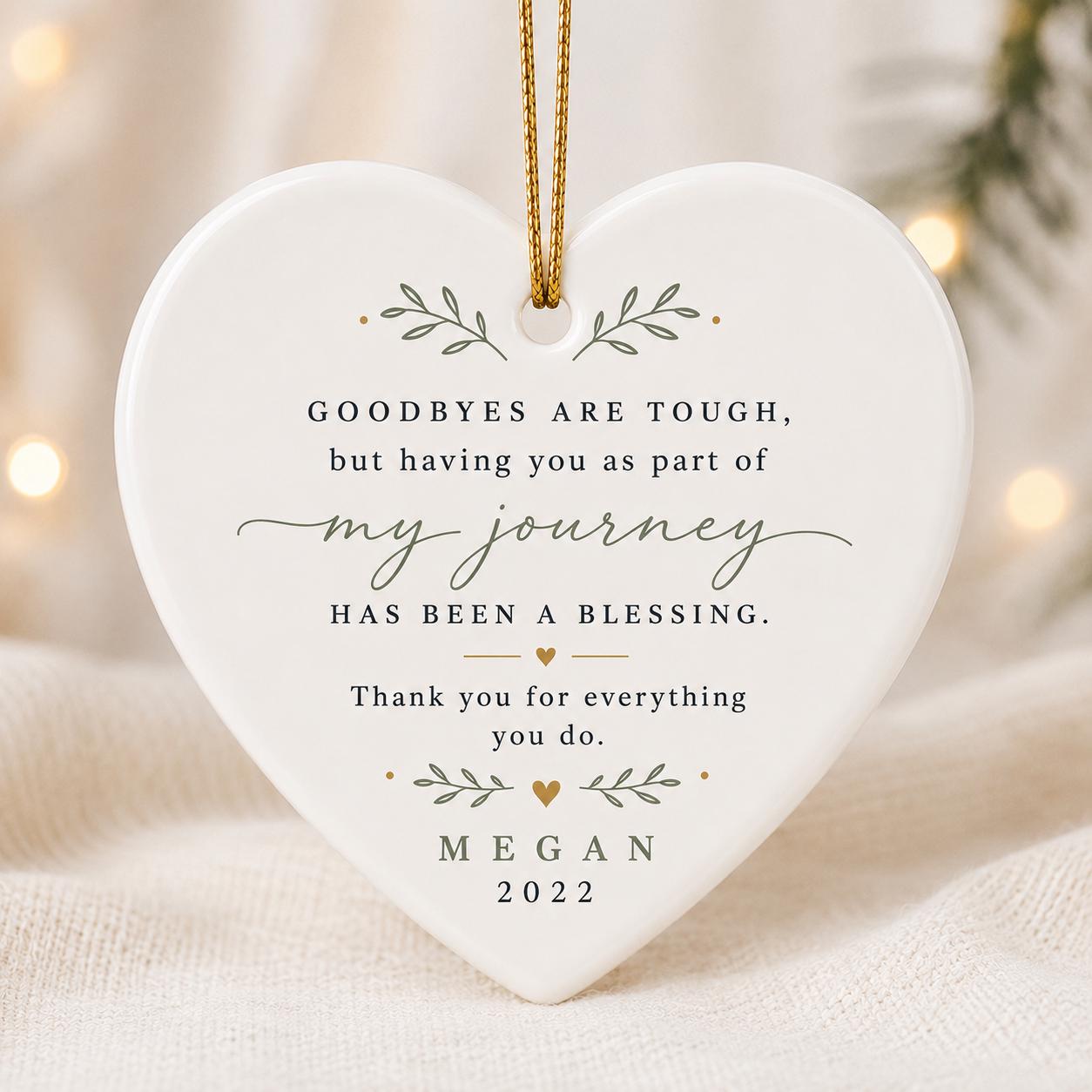 Mentor Thank You Keepsake, Goodbye Ornament, Coworker Leaving Gift, Friendship Farewell Ornament, Retirement Gift, Custom Ceramic Ornament
