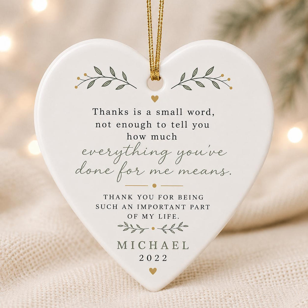 Thank You Ornament, Appreciation Gift for Mentor Teacher or Parent, Meaningful Friendship Keepsake, Thank You Ceramic Ornament, Custom Gift