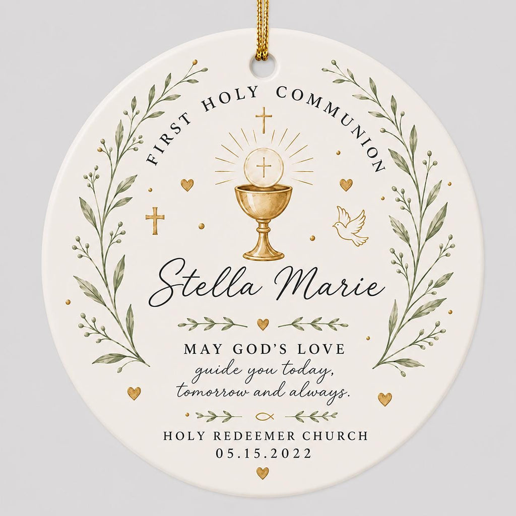 First Communion Ornament, Communion Keepsake Gift, Religious Ornament for Boy or Girl, Catholic Sacrament Gift, Christian Ceramic Ornament