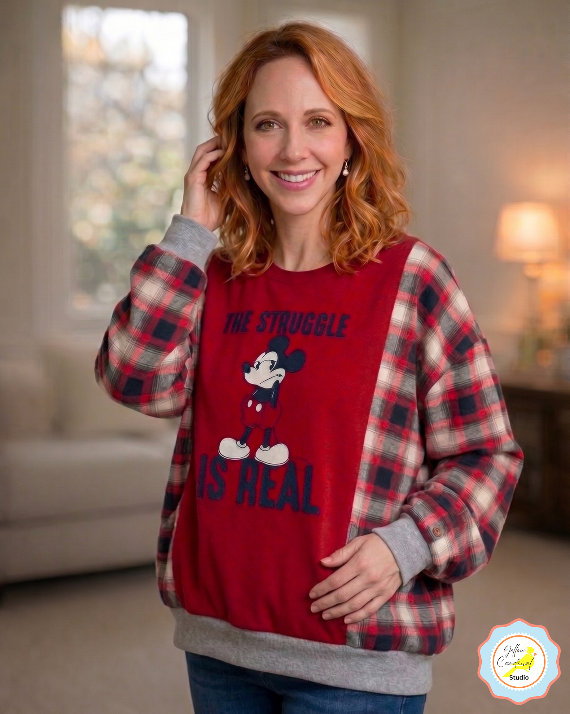 Red Mickey Mouse The Struggle Is Real Flannel Shirt — 2XL